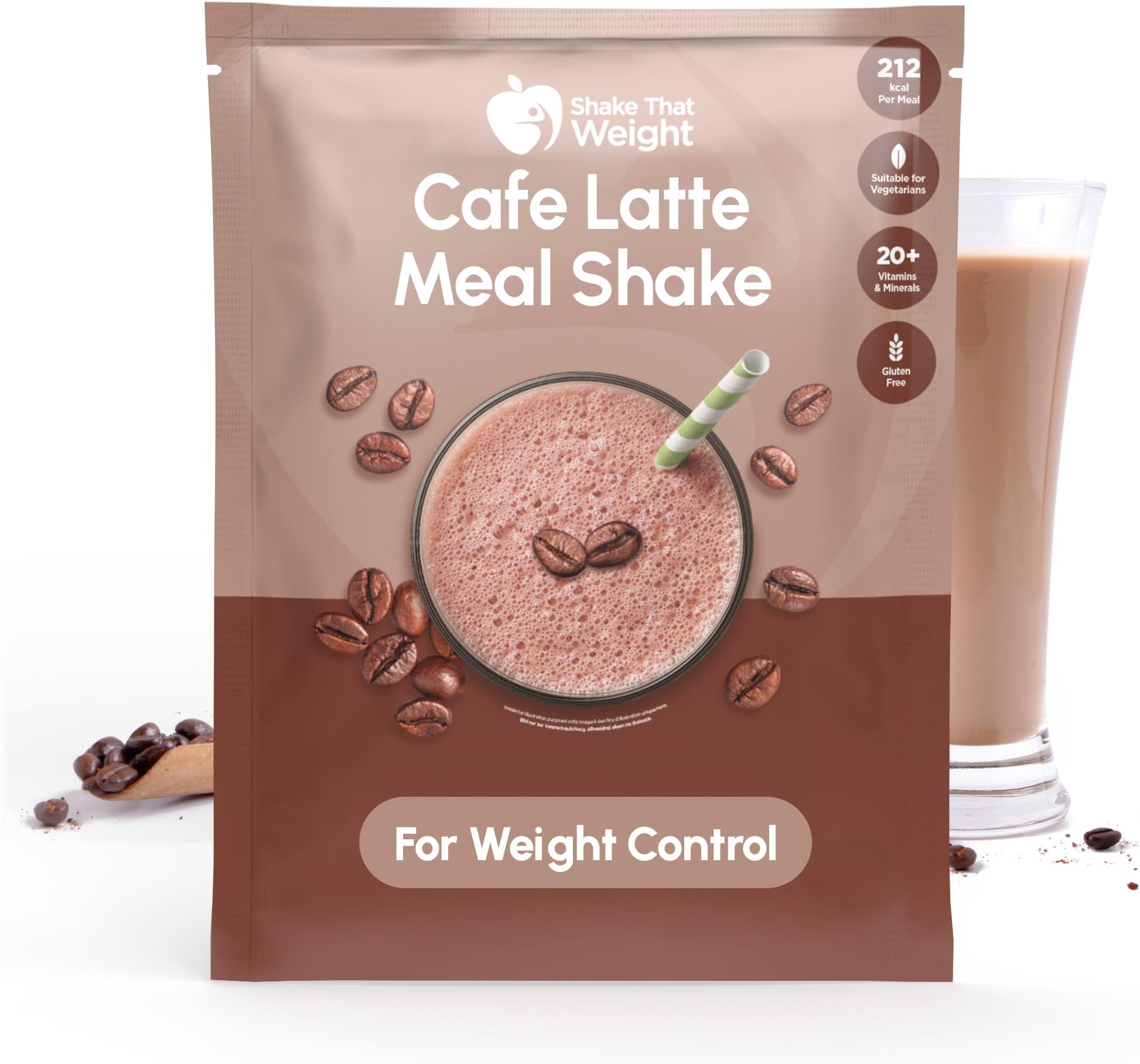 Shake That Weight 10x Diet Shakes - Cafe Latte Meal Replacement Plan for Weight Loss - Very Low-Calorie Diet - VLCD - High Protein, High Fibre, Gluten Free, Vegetarian