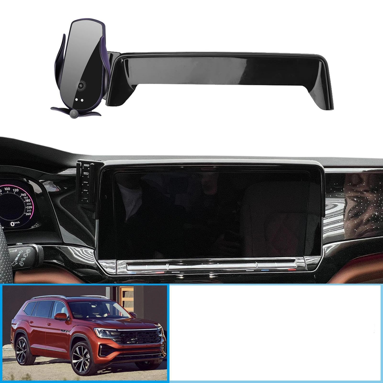 Soporte Móvil Coche para VW Atlas Teramont 2024-2025, Soporte para teléfono móvil para Coche Soporte para GPS Soporte de navegación