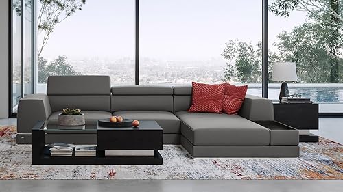 Miniatura 10 de ZURI Encore Seccional en forma de L de cuero blanco con reposacabezas ajustables, diván izquierdo Blanco,Pizarra,https://www.amazon.com/dp/undefined