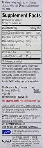 Miniatura 2 de Schiff Move Free Advanced , Triple Strength Plus MSM y vitamina D3, 80 tabletas recubiertas