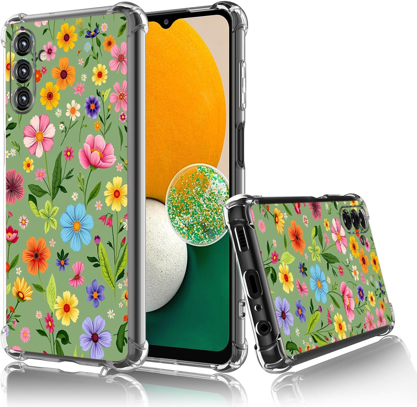 Case for Galaxy A16 5G,Beautiful Flowers Green Drop Protection Shockproof Case TPU Full Body Protective Scratch-Resistant Cover for Samsung Galaxy A16 5G - Image 3
