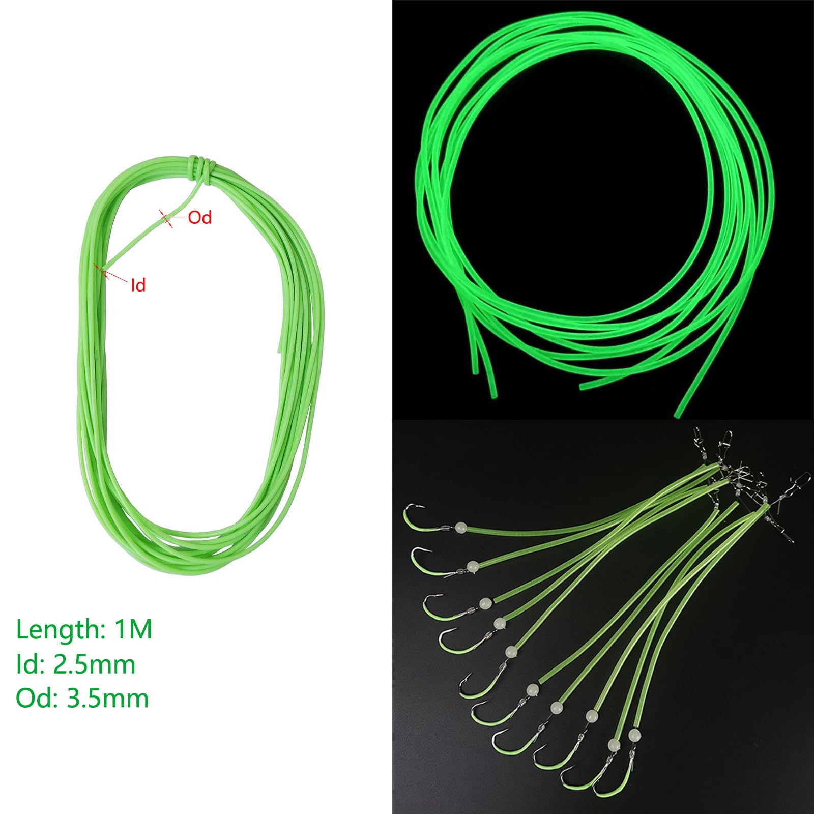 Tubo luminoso de 10 metros de pesca en alta mar de plástico flexible pesca Angling herramienta de tubo luminoso para atraer peces (diámetro interior 2,5 mm)