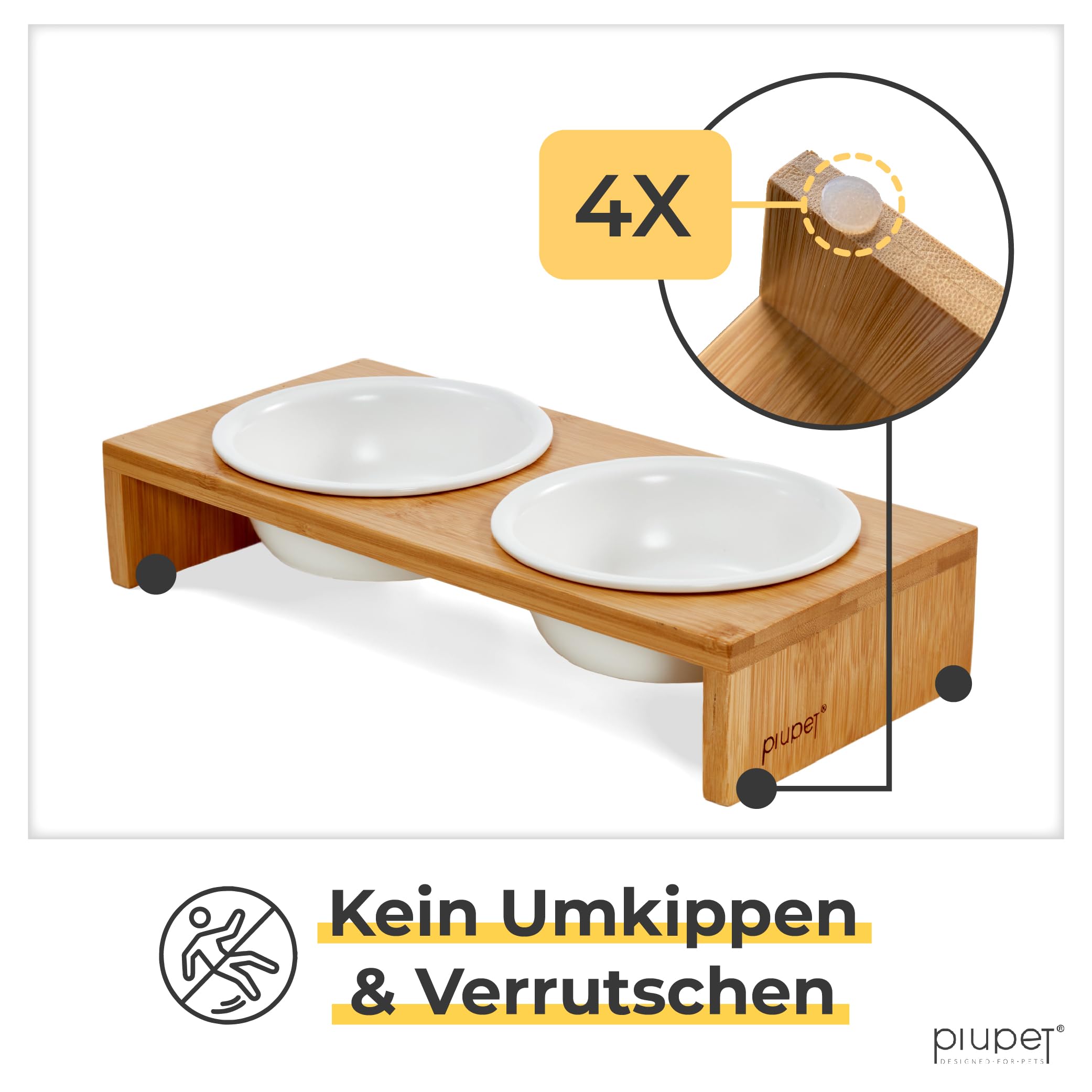 PiuPet® Katzennapf 2er Set - 250ml Erhöhte Futternäpfe für Katzen & Kleine Hunde - Spülmaschinenfest - Napfset Mit Wasser- und Futternapf