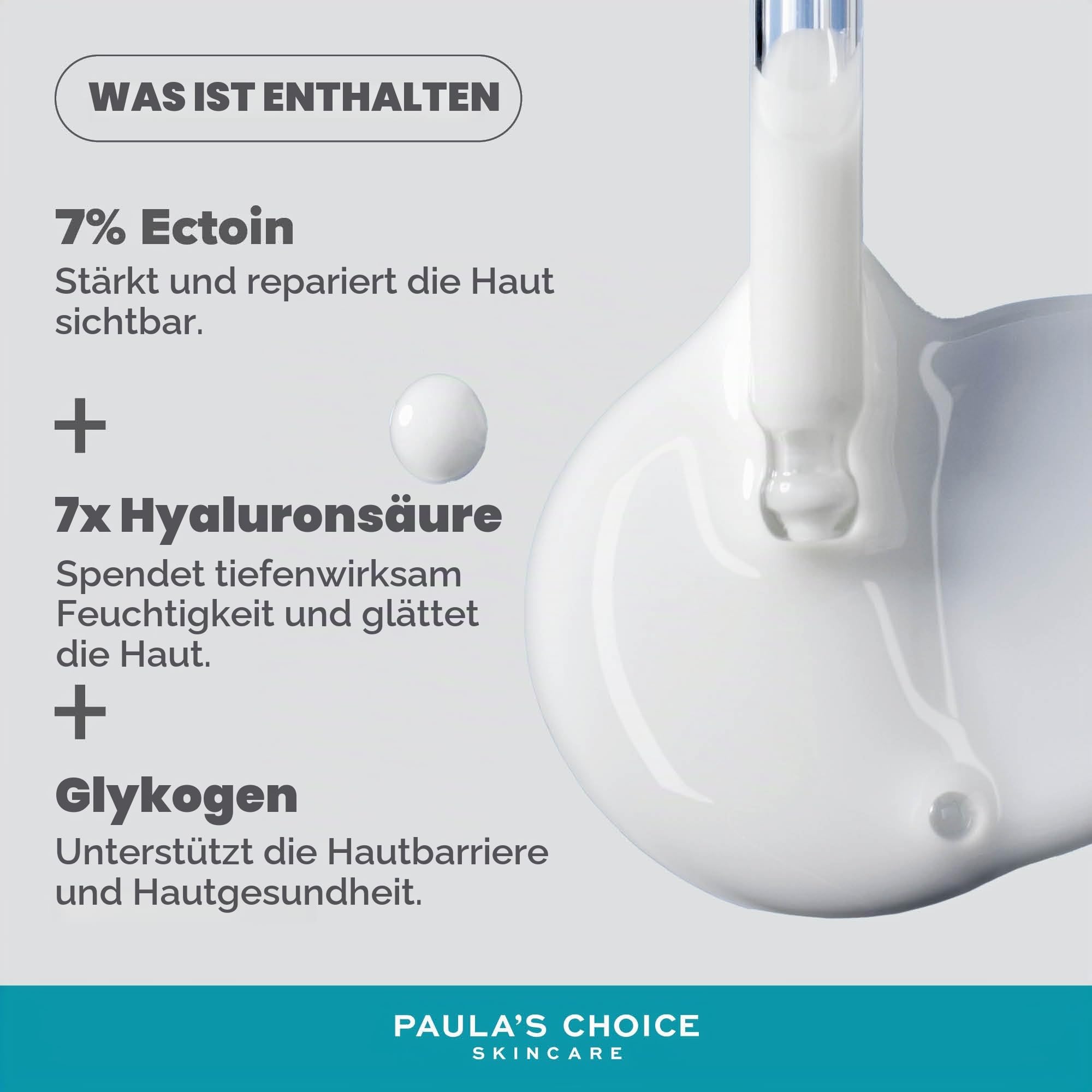 Paula's Choice 7% Ectoin + Hyaluronsäure Milky Hydrating Serum, 20 ml | Milchiges Feuchtigkeitsserum - 7 Barriereschutz-Vorteile in einem Tropfen - Beruhigt & Schützt die Haut - Rosazea-Empfindlich