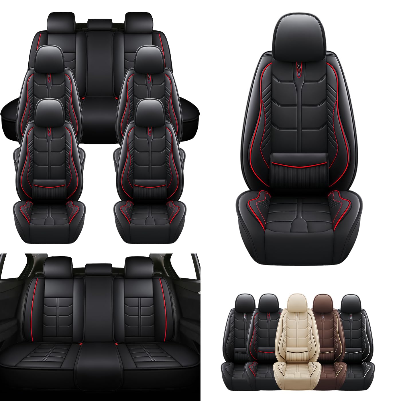 URINOVET for Honda Odyssey 2000-2023 Car Seat Cover, 7-Seater Front Rear Seat Cover, Waterproof and Wear Resistant Leather Seat Covers(Full Set,Black