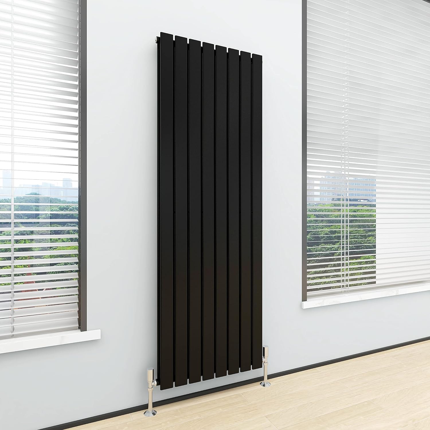 Mcc Direct Black Vertical Radiator Double Flat Panel 1800X544mm Designer Vertical Radiator(Black)