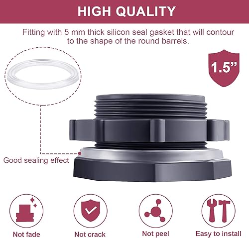 Miniatura 2 de Outus 2 piezas de montaje de mamparo de PVC para barriles de lluvia, acuarios, tanques de agua (1.5 pulgadas)