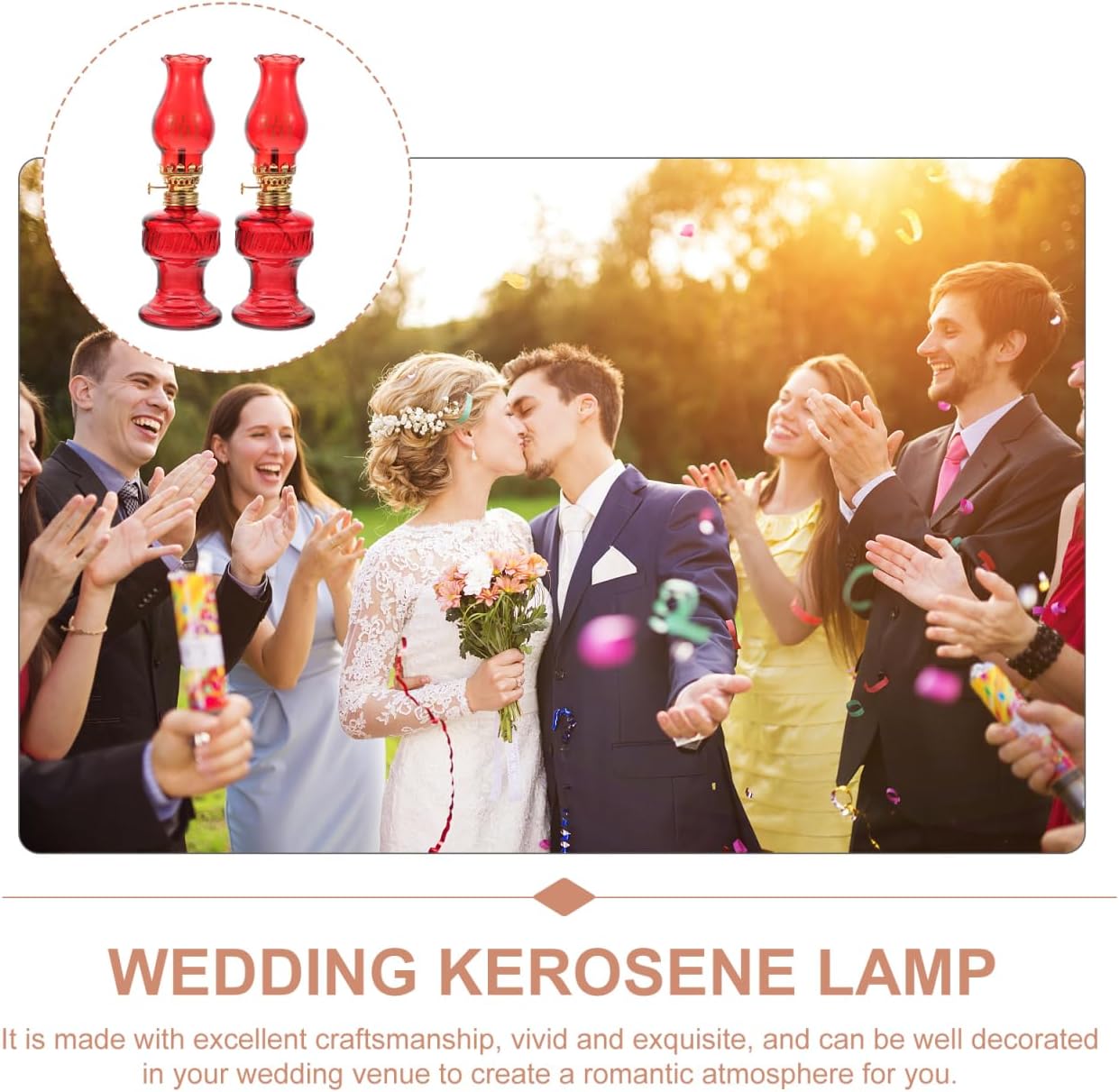 2pcs Vintage Style Glass Oil Lanterns, Windproof Design Red Kerosene Lamps, Household Indoor Use Light Lamp for Wedding, Party, Home Decor