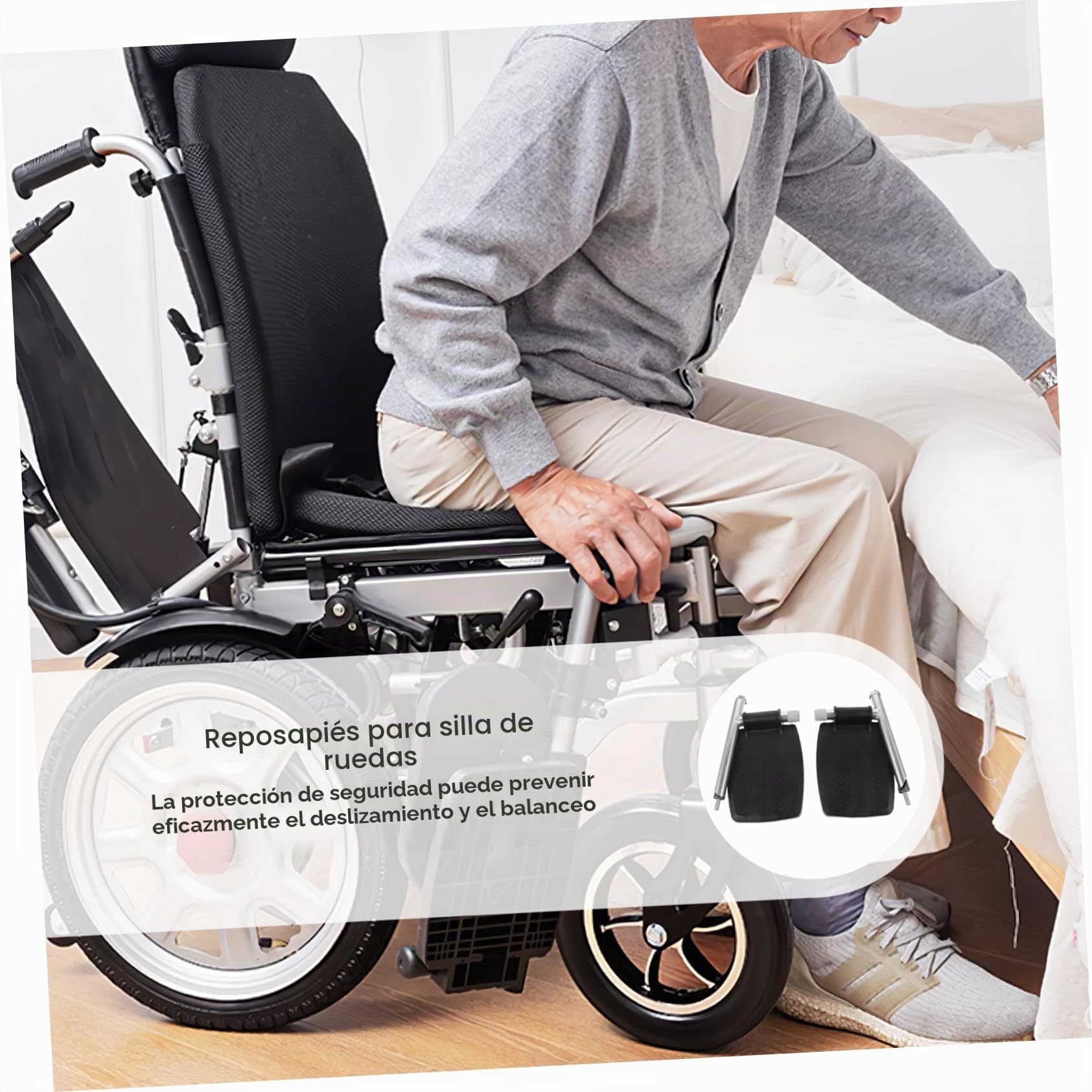 1Par Reposapiés Universal Sillas de Ruedas Repuesto de Pedal y Almohadilla Compatible con Sillas de Ruedas Deportivas y Reclinables