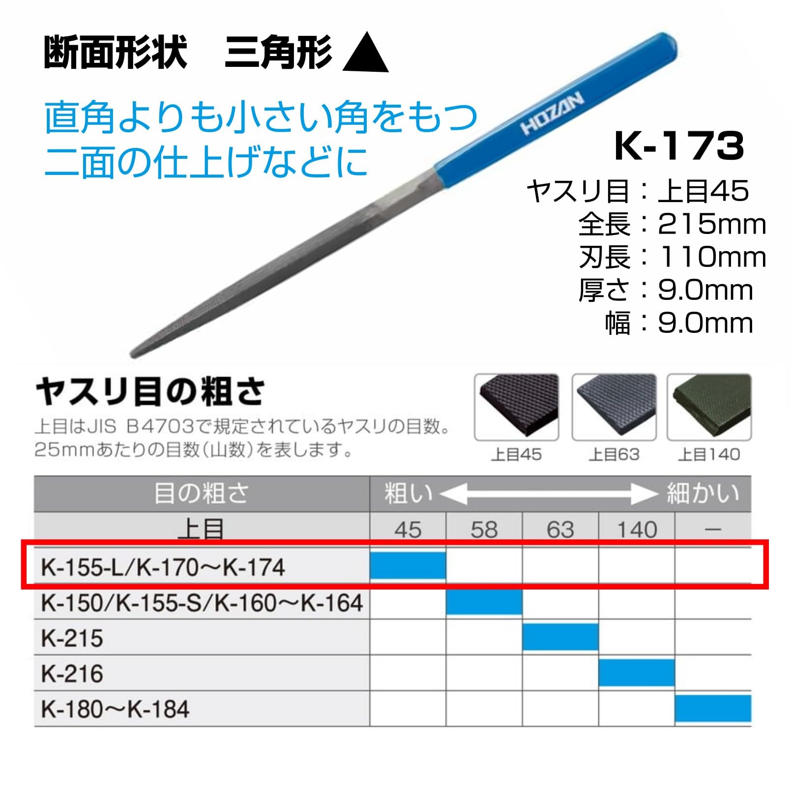 HOZAN Pilnik igłowy 5 szt. zestaw z winylowym etui K-155-S (importowany z Japonii)