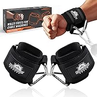 Vista 1 de Puños ajustables para muñeca de neopreno con correas acolchadas para equipos de entrenamiento de fuerza con máquinas de cable