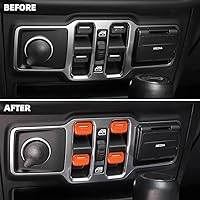 Vista 2 de Cubierta de botón para interruptor de ventana, accesorios interiores para Jeep Wrangler JL JLU y Gladiator JT 2018-2026 (naranja)