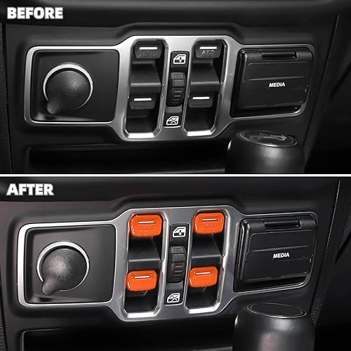 Miniatura 9 de SQQP Cubierta del botón del interruptor de ventana, accesorios interiores para Jeep Wrangler JL JLU y Gladiator JT 2018-2021 (morado)