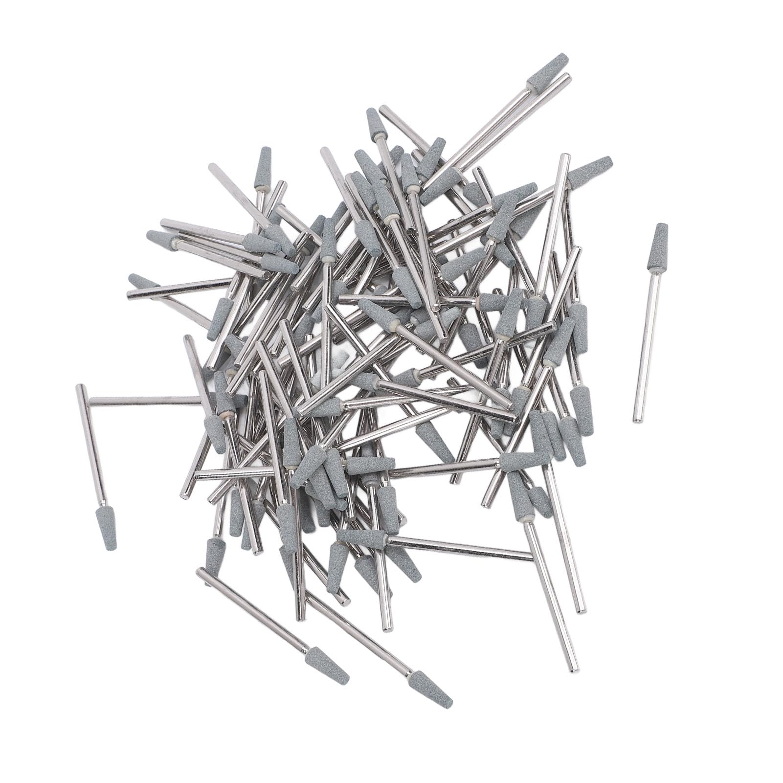 100 brocas cónicas para uñas, de acero de tungsteno, de cuarzo y acero de tungsteno, con parte superior redonda, para limpiar cutículas, con caja de almacenamiento