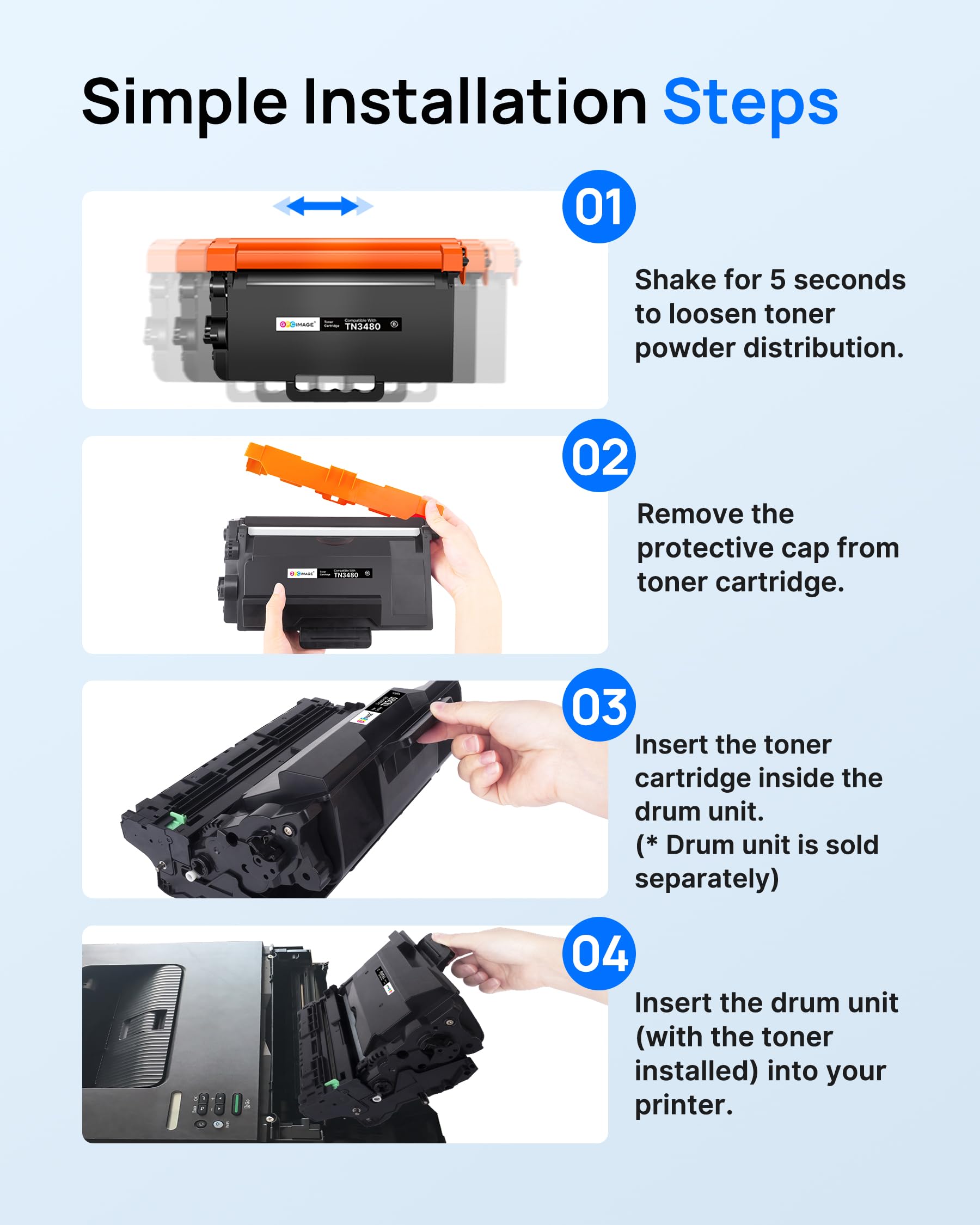 TN3430 / TN3480 Pack 2 Cartuchos de Toner Compatible con Brother TN-3430 / TN-3480 para HL L6250DN, HL L6300, HL L6400, HL L6450DW, HL L5000D, HL L5100, L5200, DCP L6600DW, DCP L5500DN