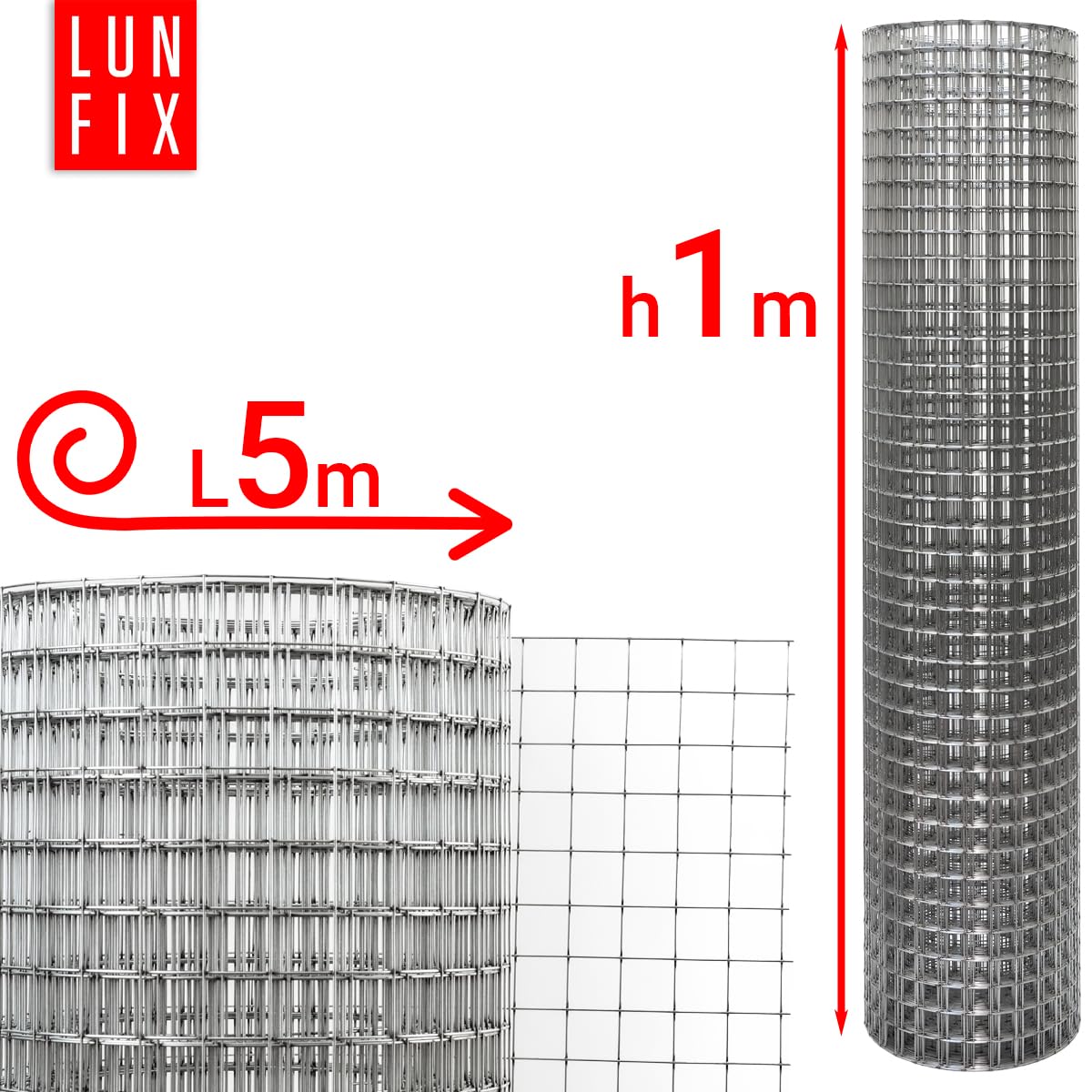 Alambre para aviario, 25 x 25 mm, diámetro 1,4 mm, 1 m x 5 m, acero galvanizado, alambre para conejos | Alambre de conejo, malla de alambre de soldadura, rejilla para roedores para jardín, valla de malla de alambre