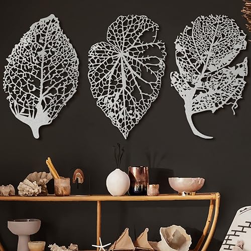 Miniatura 4 de Arte de pared de hoja de metal, decoración de pared de metal, arte de pared de hojas doradas grandes, colgantes de pared, arte moderno para el