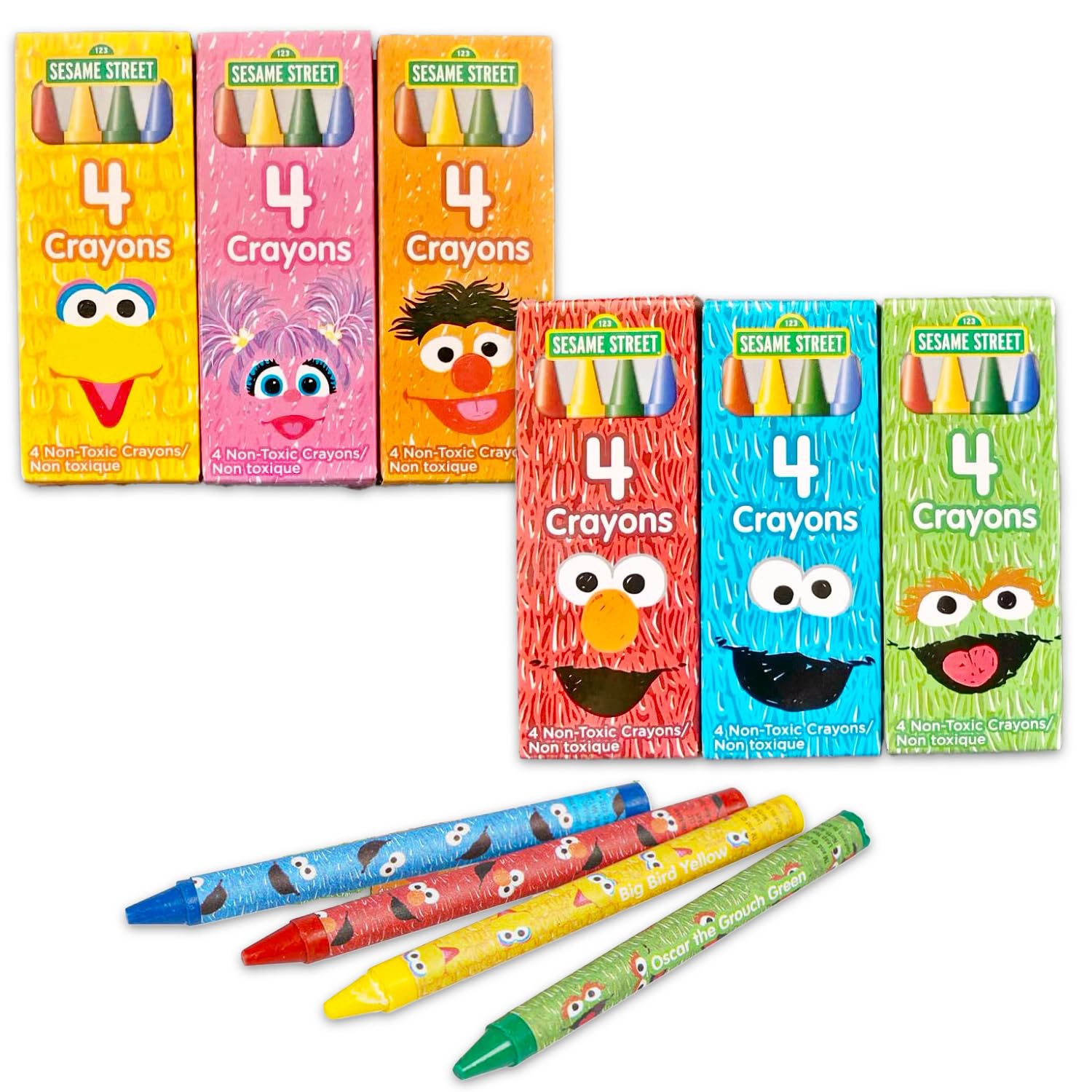 Bulk Sesame Street Buntstift-Partygeschenke, 30 einzeln verpackte Packungen für Kinder – Bündel mit 100 + Buntstiften mit Elmo, großem Vogel, Krümelmonster plus Aufklebern, mehr | Sesame Street Goodie