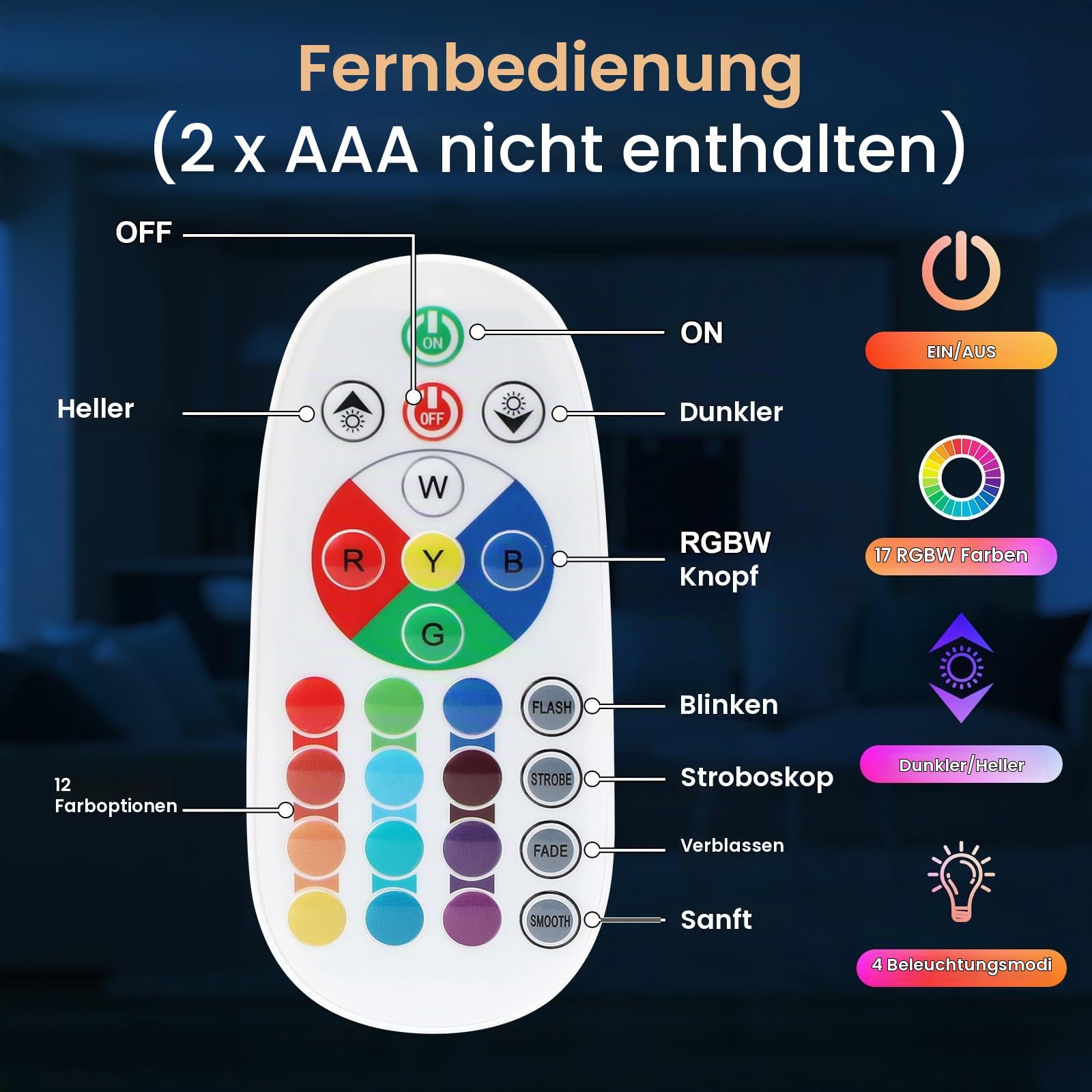 Lavalampe, 17-farbige LED Stimmungslampe mit Fernbedienung. Für Büro, Deko & Entspannung, ideal für Erwachsene und Kinder