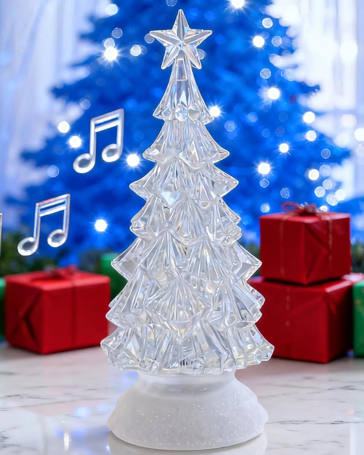Christmas Tree Snow Globe - Electric Snow Globes with Swirling Glitter, Lighted Snowglobes Light Up, Unique Xmas Gifts for Men Women, Holiday Decorations