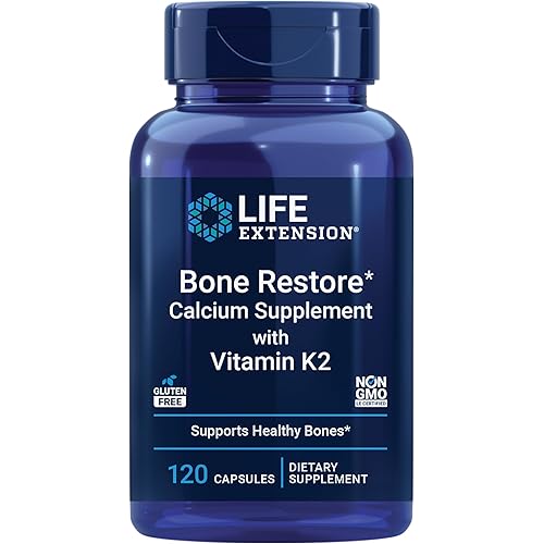 Life Extension Bone Restore with Vitamin K2 – Bone Health Supplement for Strong Bones – 3 Types of Absorbable Calcium, Vitamins D3 and K2, Minerals – Gluten-Free, Non-GMO – 120 Capsules