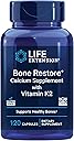 Life Extension Bone Restore with Vitamin K2 – Bone Health Supplement for Strong Bones – 3 Types of Absorbable Calcium, Vitamins D3 and K2, Minerals – Gluten-Free, Non-GMO – 120 Capsules