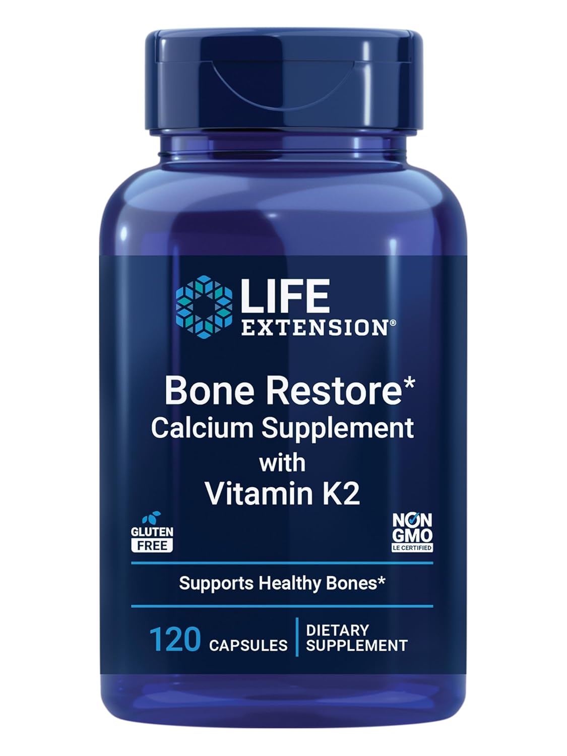 Life Extension Bone Restore with Vitamin K2 – Bone Health Supplement for Strong Bones – 3 Types of Absorbable Calcium, Vitamins D3 and K2, Minerals – Gluten-Free, Non-GMO – 120...