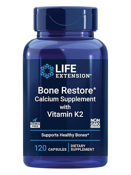 Life Extension Bone Restore with Vitamin K2 – Bone Health Supplement for Strong Bones – 3 Types of Absorbable Calcium, Vitamins D3 and K2, Minerals – Gluten-Free, Non-GMO – 120 Capsules