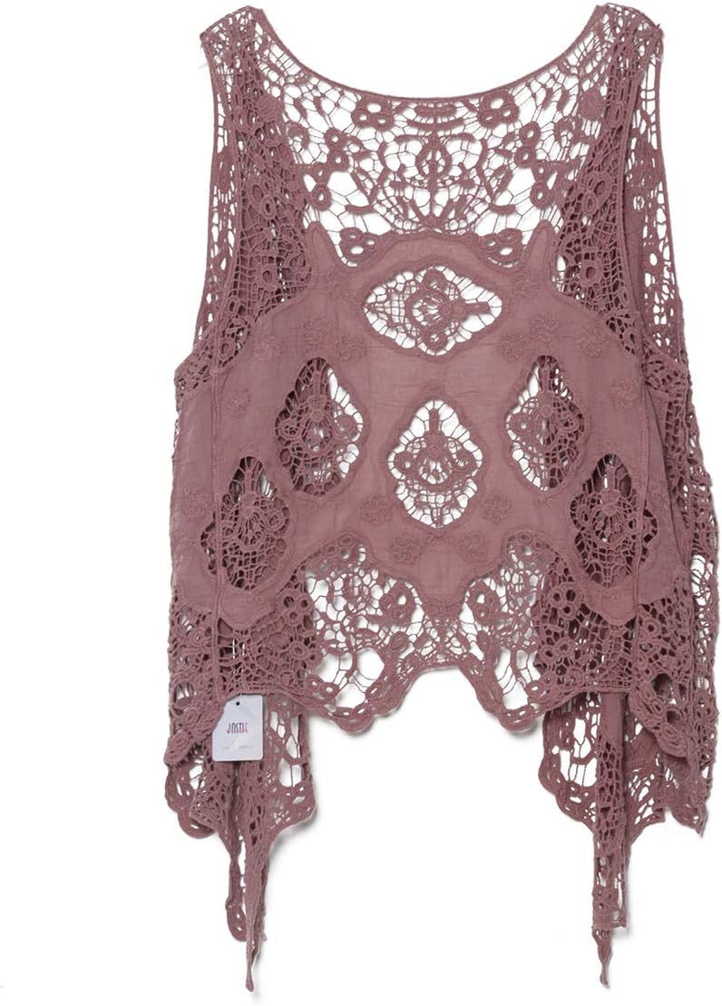 JASTIE Women Open Stitch Cardigan Boho Sleeveless Hippie Summer Hollow Out Solid Crochet Vest - Image 2