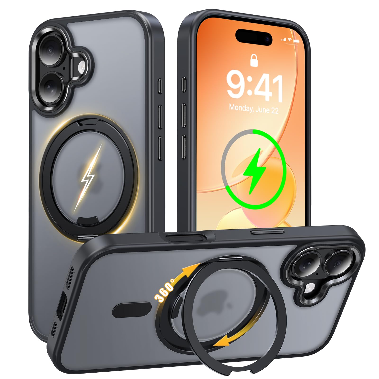 iPhone 17 用 ケース Magsafe対応 【カチカチ固定できる360°…