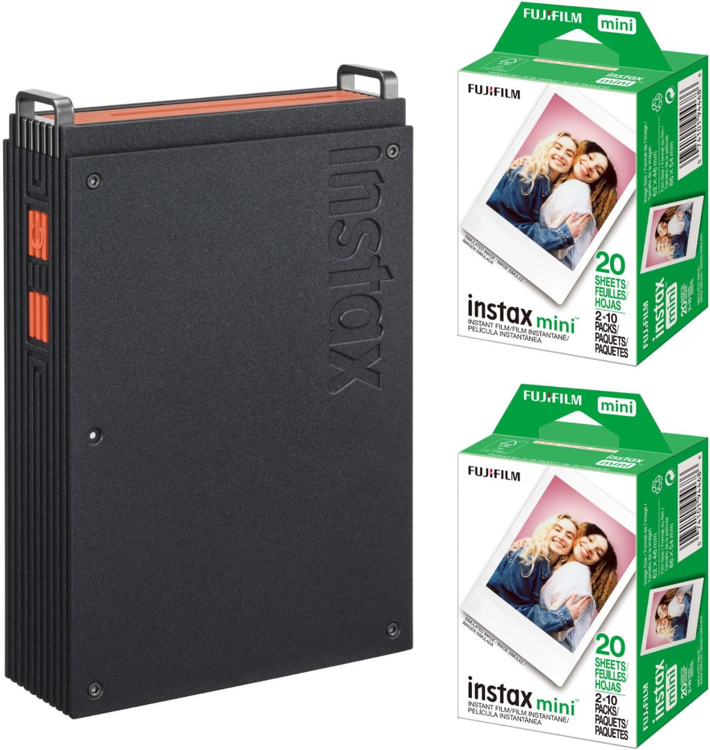 Fujifilm instax mini Link+ Smartphone Printer Bundle with Twin Film Pack (20 Exposures) (3 Items)