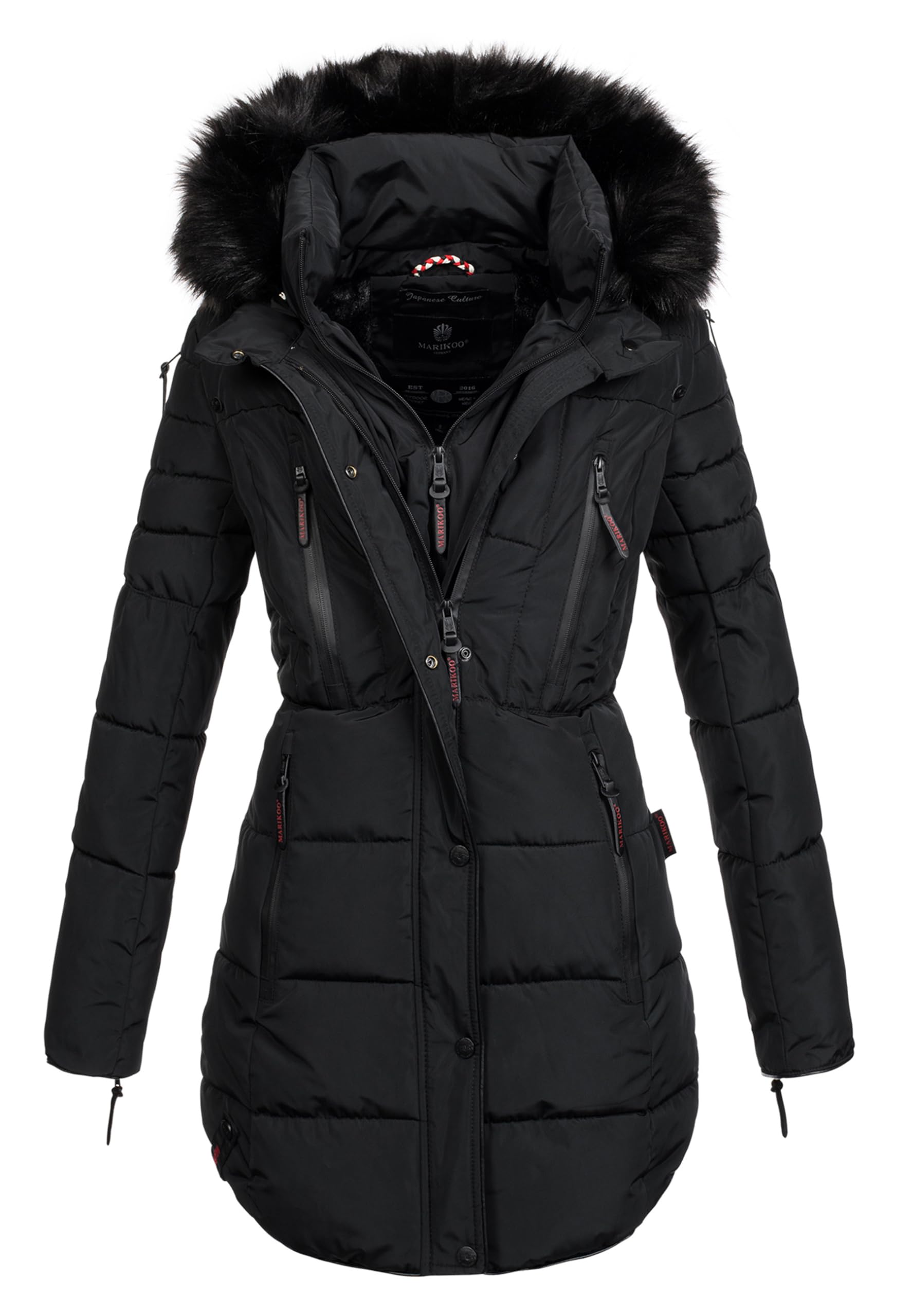 MARIKOO warme Damen Winter Jacke Winterjacke Parka Stepp Mantel lang B401