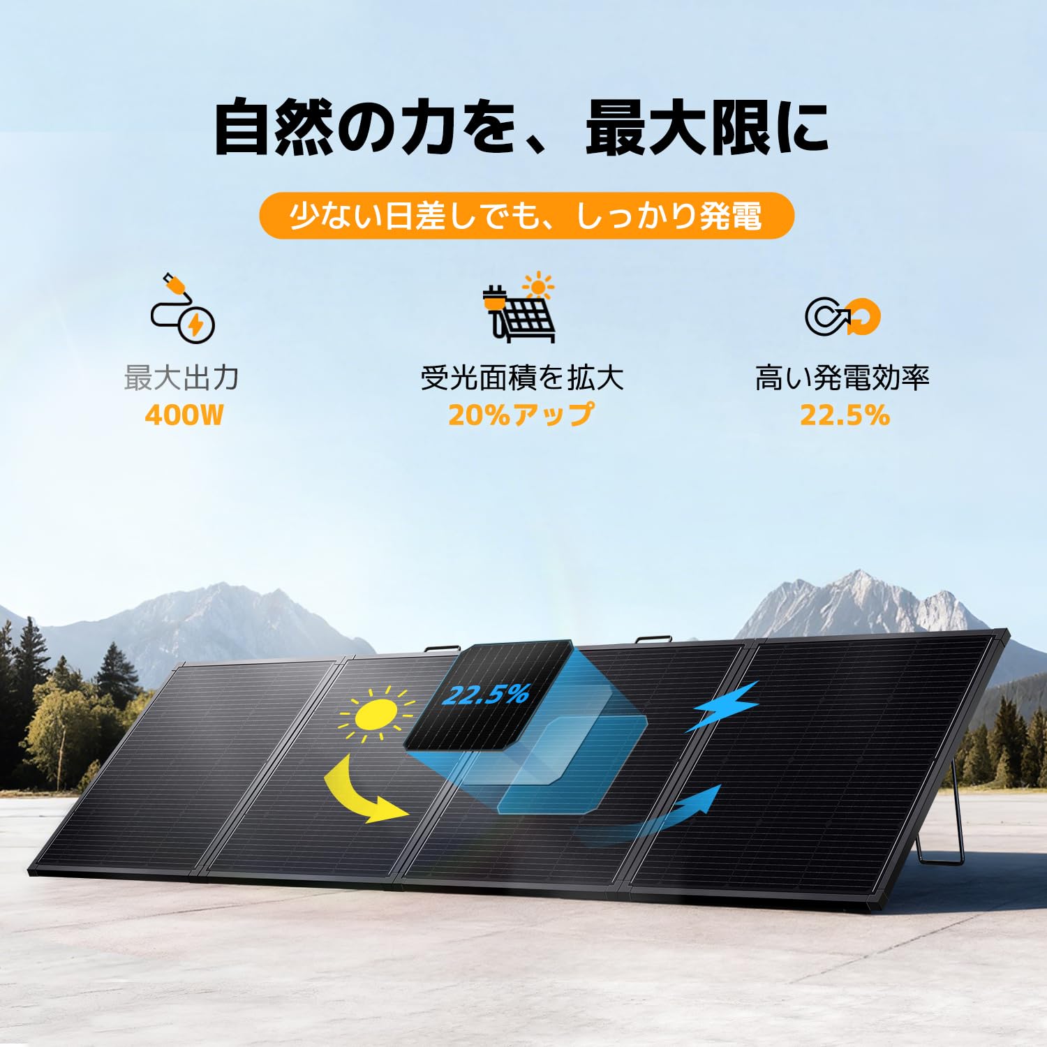 Amazon | 【耐久25年】LVYUAN ソーラーパネル 400W 折りたたみ式 高 