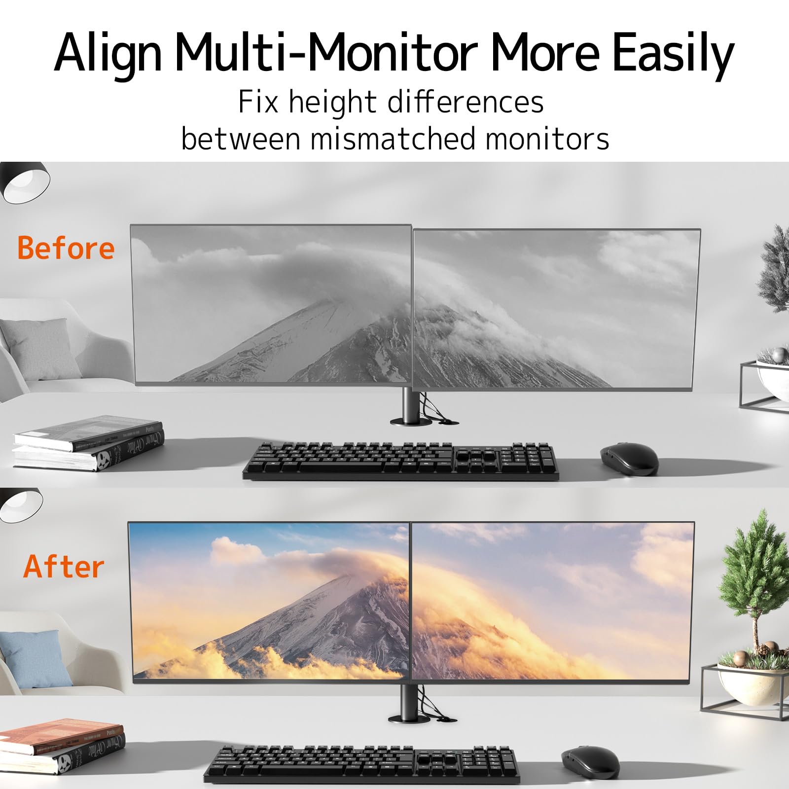 Adapter VESA z regulacją wysokości do monitorów 13-27 cali, Max. 8 kg | Uchwyt VESA z regulacją pionową 15 cm, kompatybilny z VESA 75x75/100x100 mm, czarny