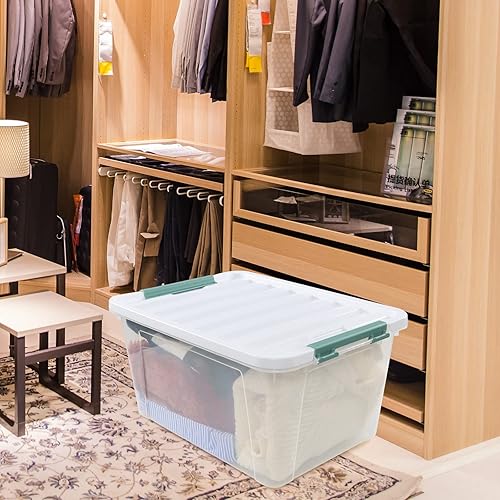 Miniatura 5 de Qskely Paquete de 6 cajas de almacenamiento de plástico de 35 L, caja de almacenamiento con tapa