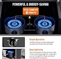 Vista 2 de Bonnlo Freidora para exteriores con tanque y canasta doble de 8 cuartos de galón, freidora de propano de 24,000 BTU con estante lateral