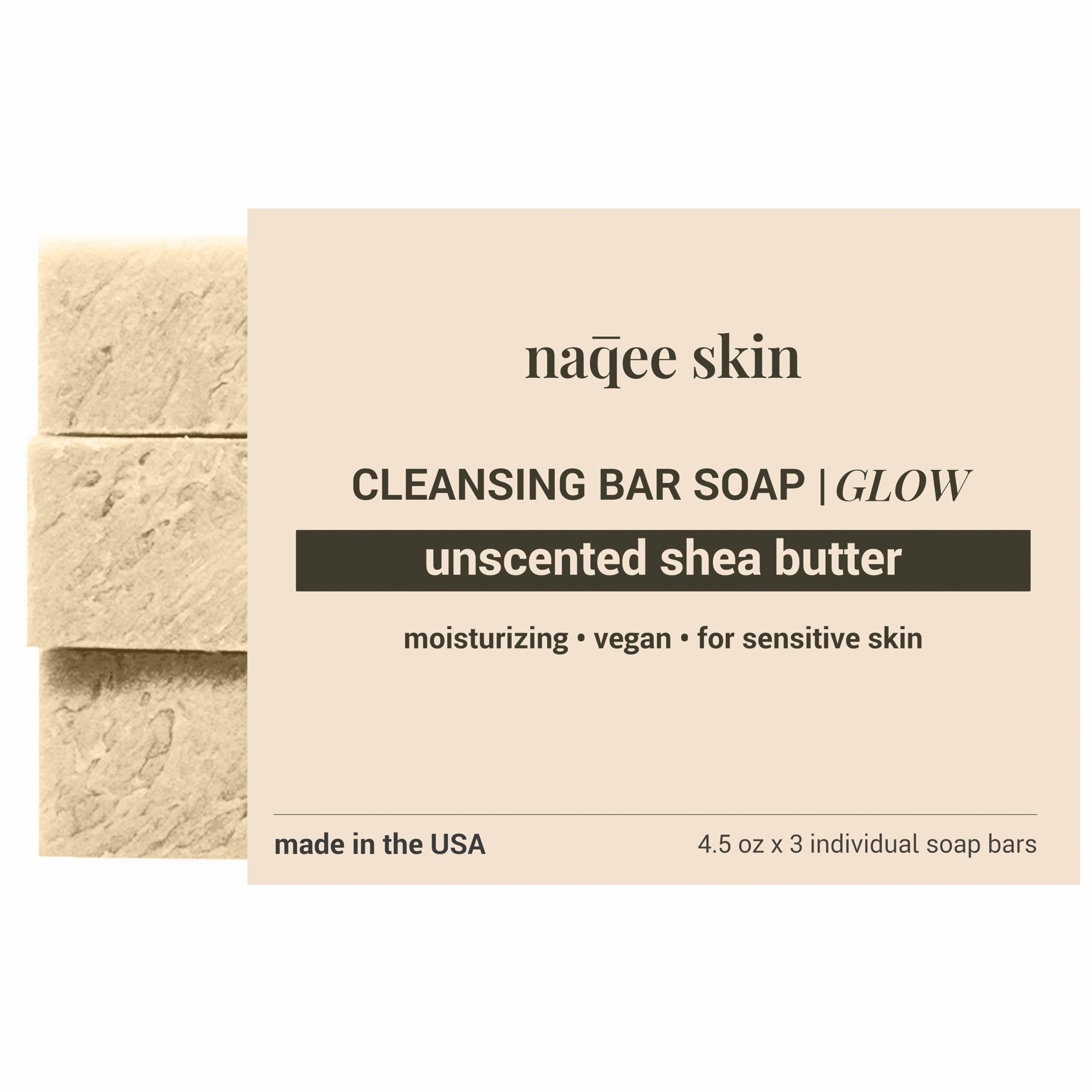 Shea Butter Soap bar Vegan & For Sensitive & Dry Skin - Naqee Skin - Pack of 3