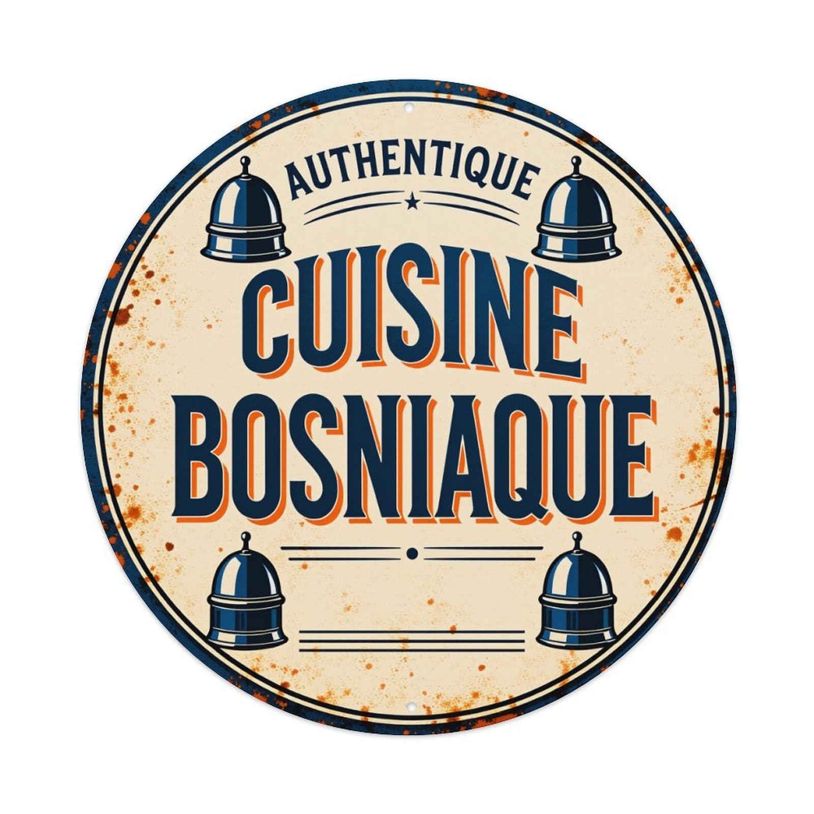 Authentic Bosnian Cuisine Bell Pattern Vintage Style Metal Tin Sign Plaque
