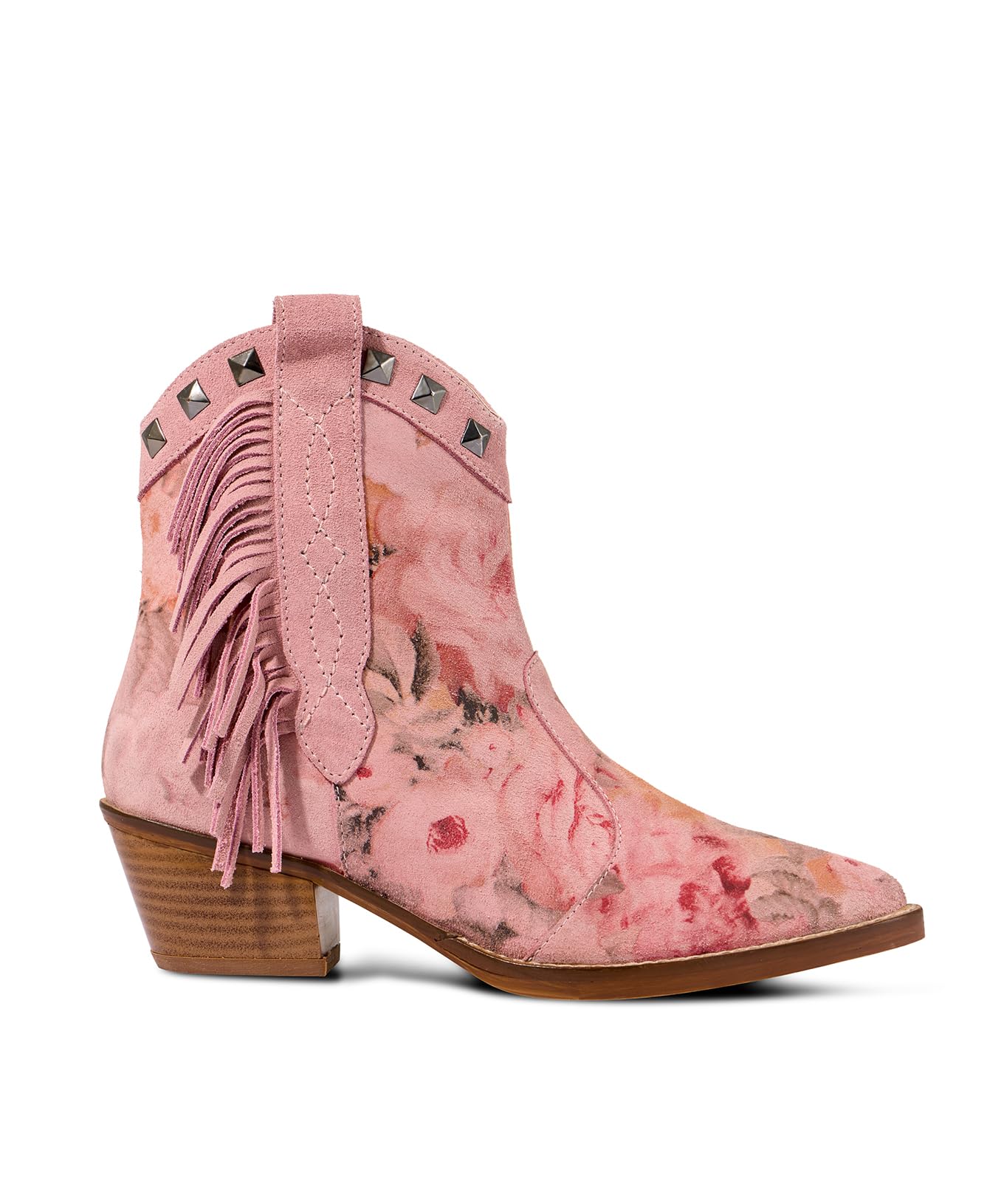 Joe Browns Women's Rose Embroidered Suede Western Boots Ankle, Pink Multi, 6 UK