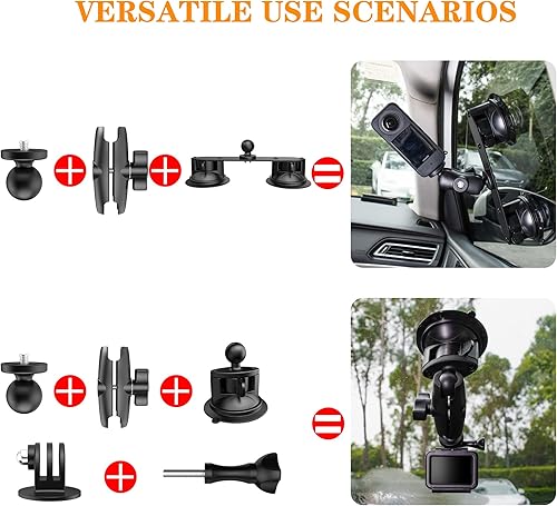 Miniatura 2 de Soporte de coche de succión para Insta360 X5, soporte de ventosas con palo selfie invisible para Insta360 X5 X4 X3 X2 X, Gopro, kit de soporte de