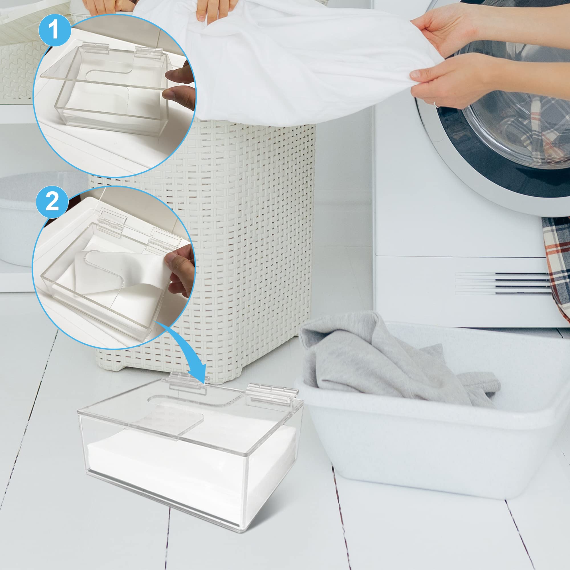 Earth Breeze - Organizador de hojas de detergente para lavandería, dispensador de acrílico transparente con tapa para lavandería 3