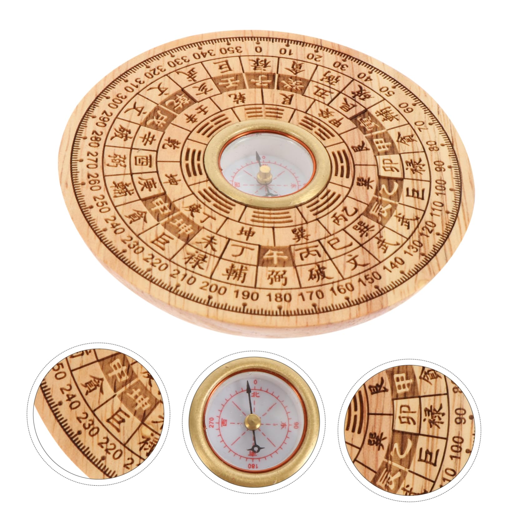 Kisangel Mahagoni Feng Shui Kompass Feng-Shui-pfanne Feng-Shui-Buch Feng Shui Modern Feng-Shui-Ornamente Heimkompass Kompass-Ornamente Feng-Shui-kompass-leitfaden Mahagoni- Khaki