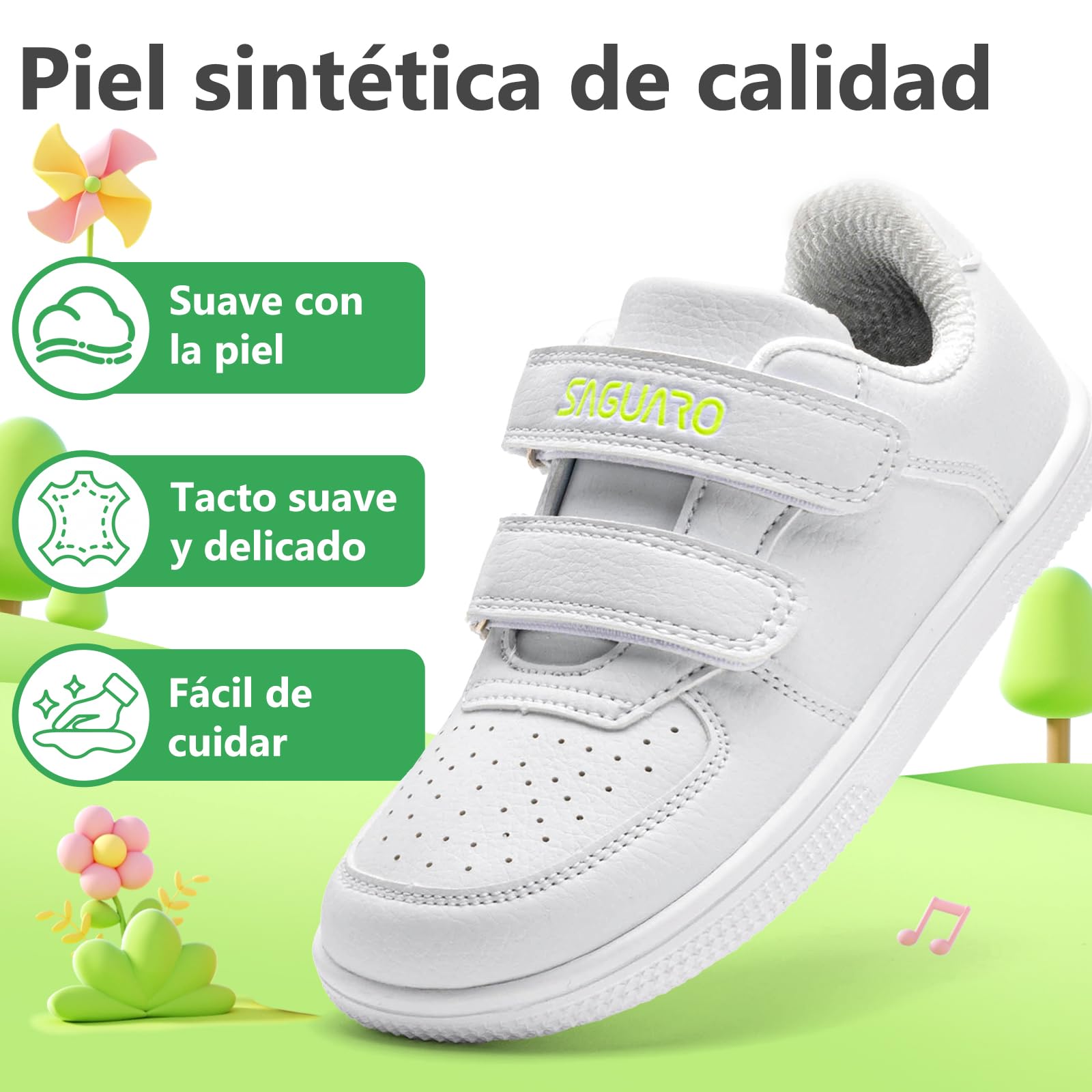 SAGUARO Zapatillas Barefoot Niños Niñas Zapatos Minimalistas Casual con Puntera Ancha Zero-Drop Cierre Autoadherente, Tallas EU 25-35