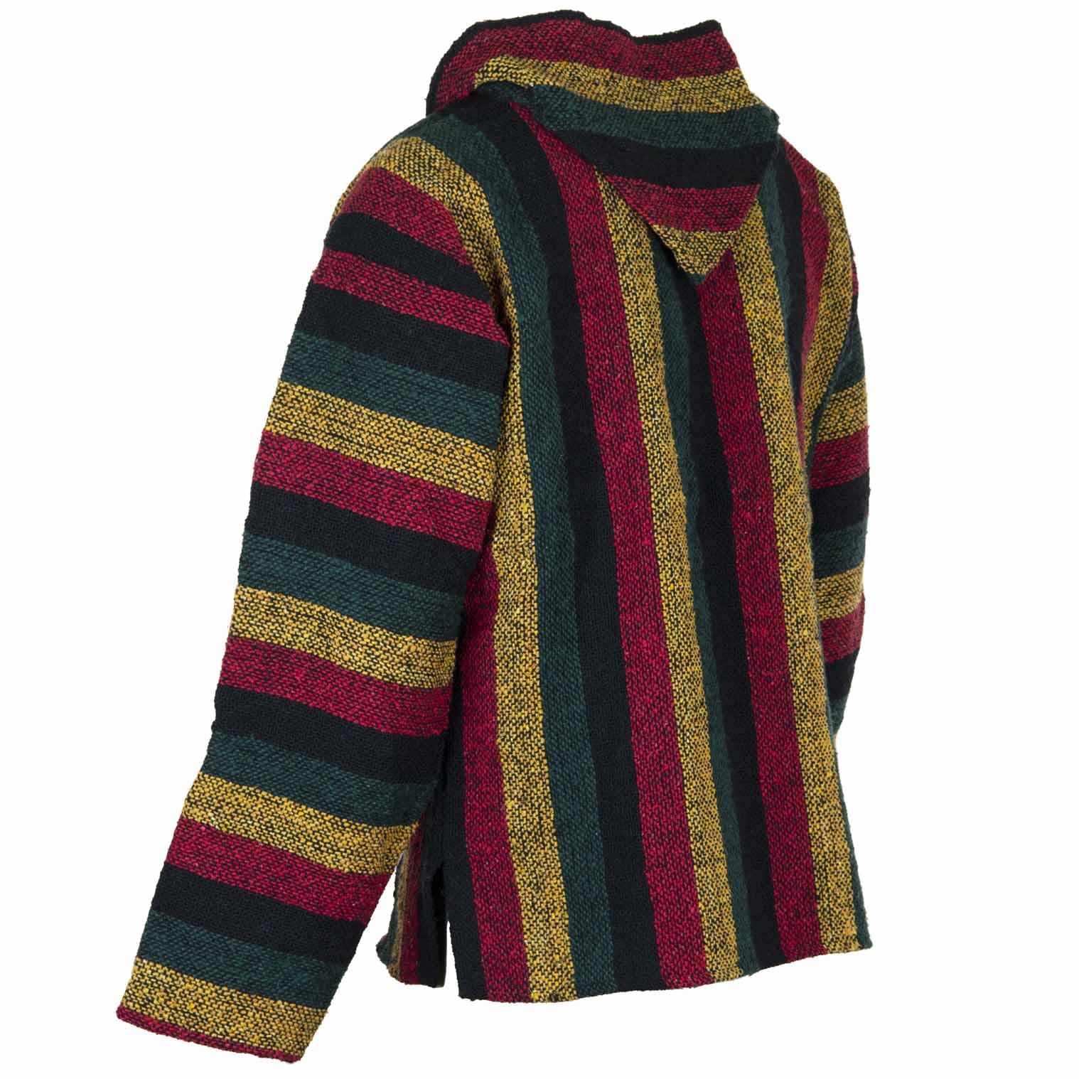 Siesta Felpa con Cappuccio Baja - Maglione Messicano Jerga con Cappuccio Hippie Festival per Uomo e Donna