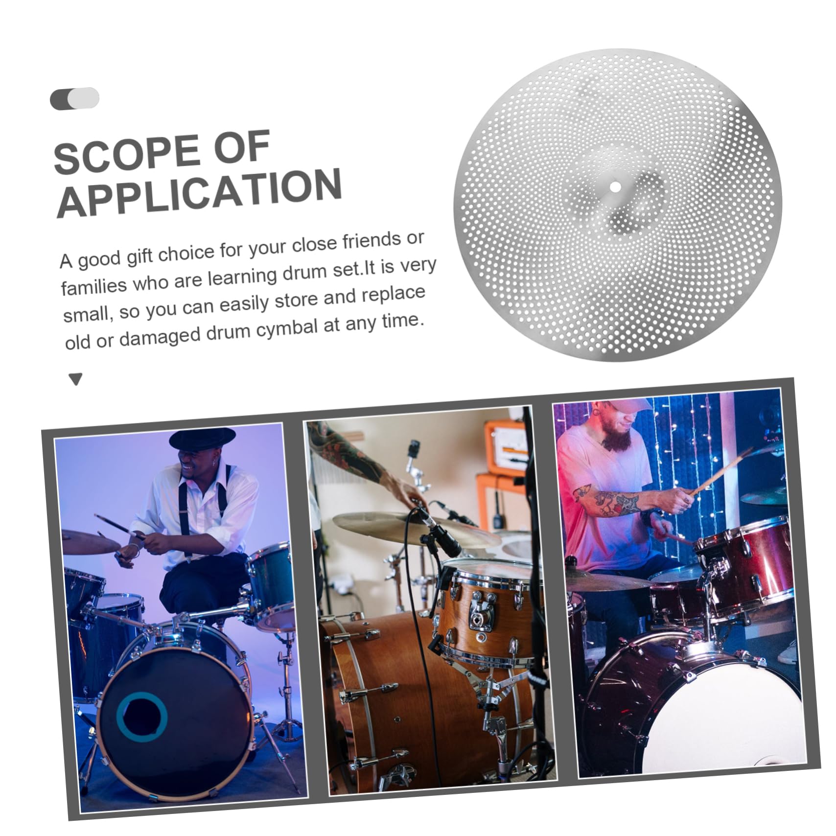 VICASKY 14in Silent Cymbals for Drum Kit Cymbal Muffler Mute Jazz Drum Fitting