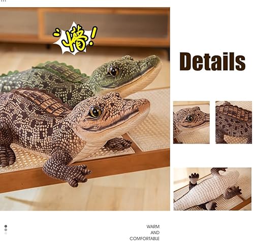 Miniatura 4 de ELAINREN Animales de peluche realistas de cocodrilo marrón realista de cocodrilo de peluche de selva juguete de simulación Gator Plushie muñeca