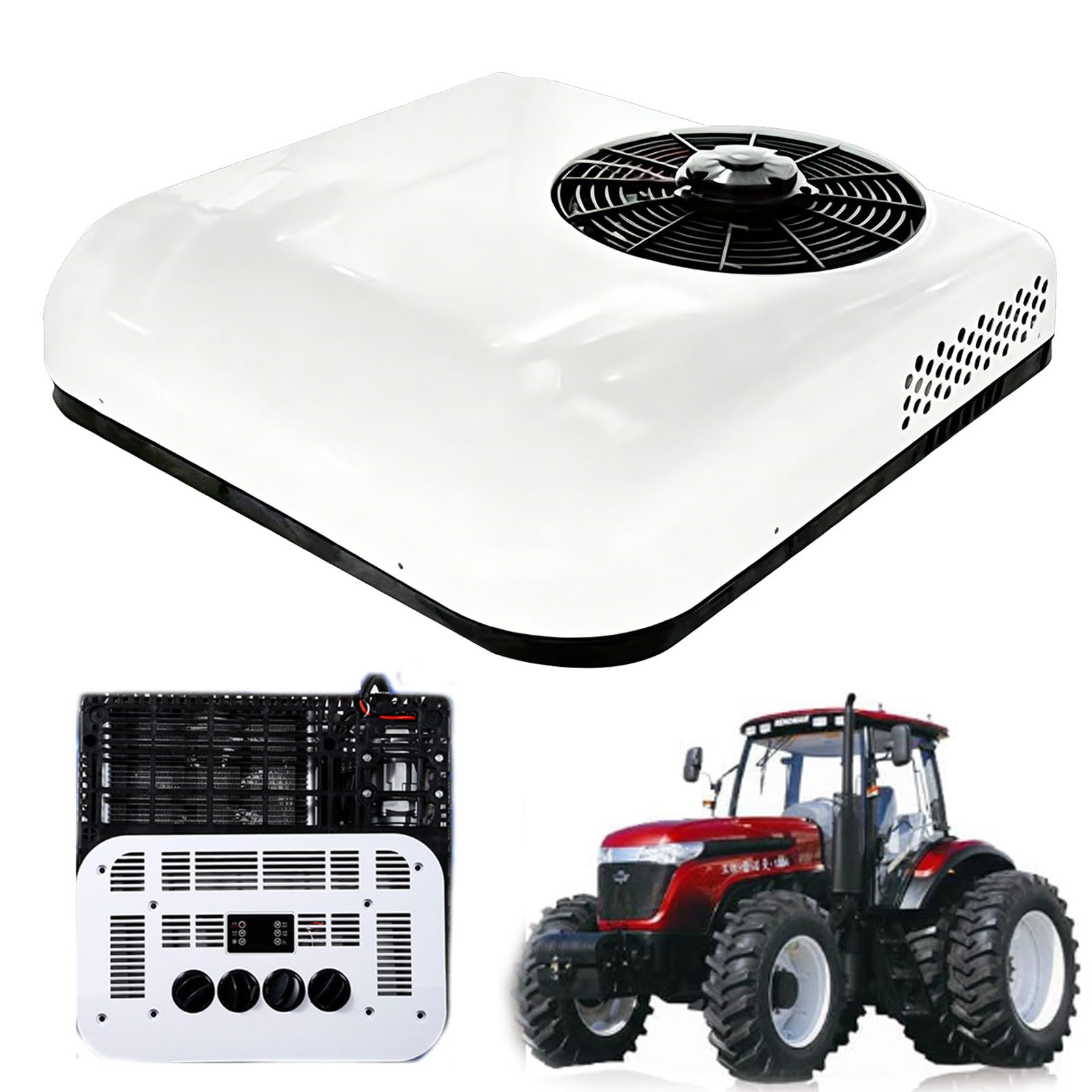 ZyKnaurral RV Roof-mounted Air Conditioner, Non-Ducted Rooftop RV AC Unit, Quiet Design, Including Air Distribution System, Opera-tion Panel and Installation Hardware, for Campers, Vans, Trailers 12V
