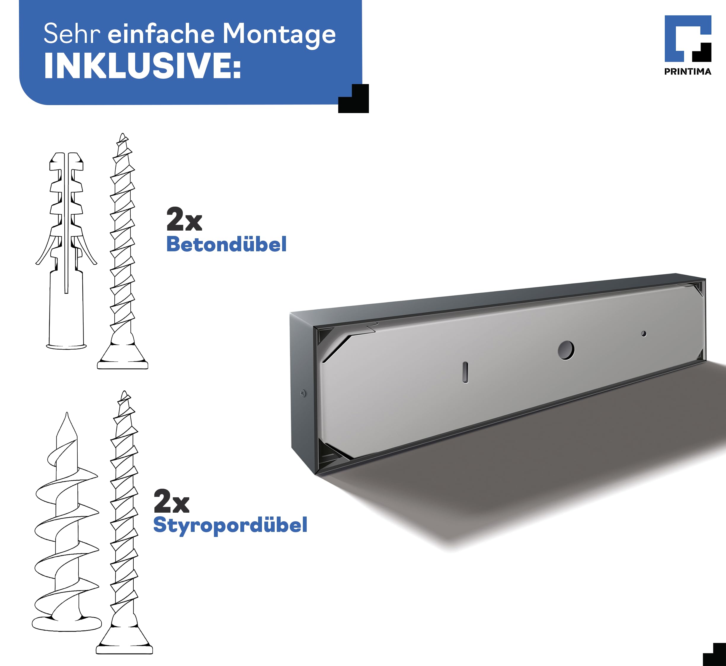 Hausnummer Beleuchtet LED mit Dämmerungssensor 40x10 cm Anthrazit mit Gravur, 6W A++, 230V, wasserdicht, modernes Design, robust & stilvoll