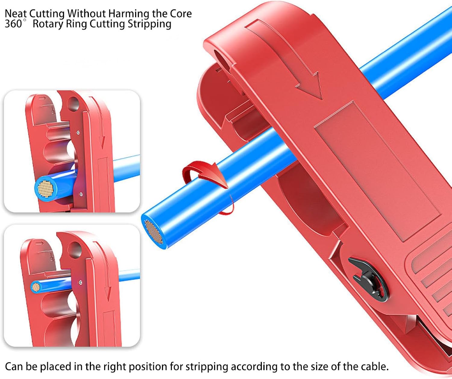 Wire Stripping Machine, Wire Stripper Accurate Crimping 360° Rotation Cutting Wire Stripper Crimper Electrical Cable Wire Stripping Tool for Scrap Wire