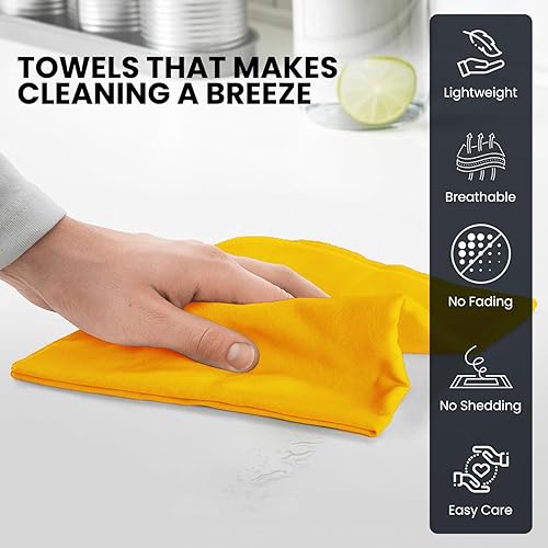 Miniatura 8 de Toallas de cocina de algodón clásico amarillo mostaza, para secar pintura en aerosol, sublimación, bordado, costura de 18 x 28 pulgadas, sin